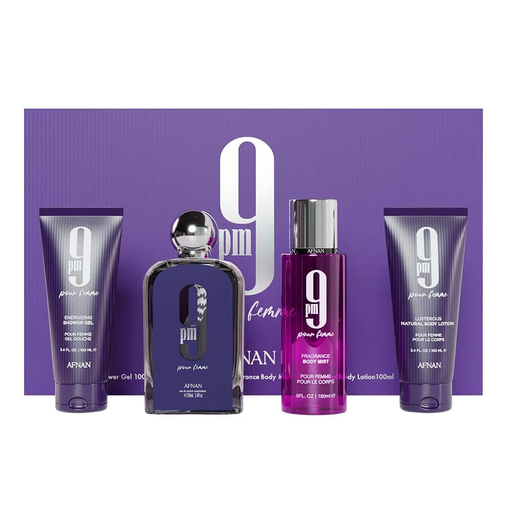 9pm Pour Femme by Afnan eau de Parfum 4PC GIFT SET
